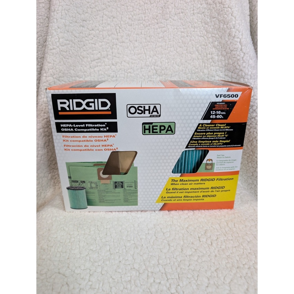 RIDGID OSHA Compatible Kit w/ HEPA Filter & Cyclonic Dust for 12-16 Gal Vacuums